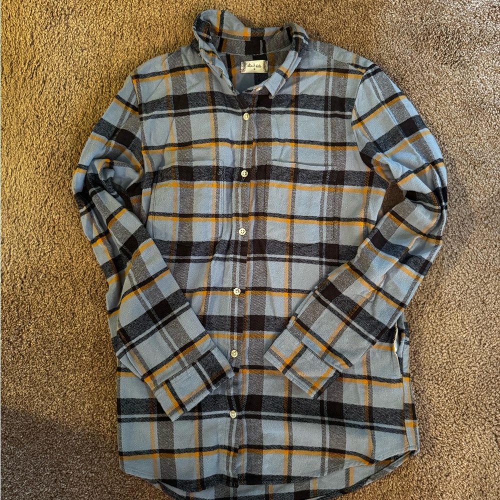 Altar'd State Blue and Black Casual Button Down Shirt